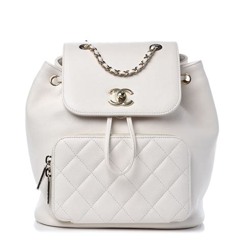 chanel white backpack look